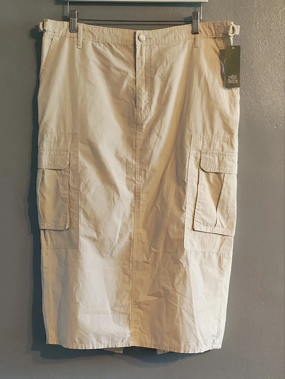 wild fable Cream Cargo Midi Skirt - Utility Pocket Pencil